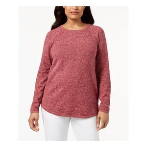 KAREN SCOTT Womens Burgundy Long Sleeve Jewel Neck Sweater Petites Size: PP